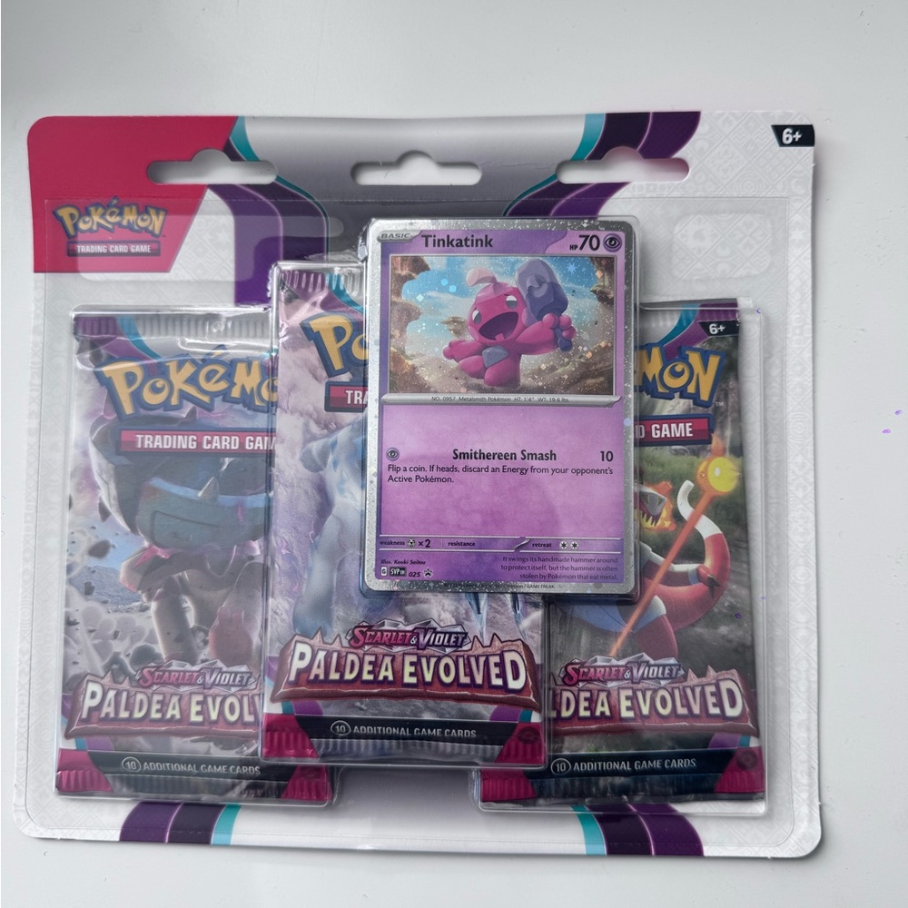 Pokemon Paldea Evolved 3 Pack Blister With Tinkatink Promo Factory Sealed/New